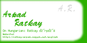 arpad ratkay business card